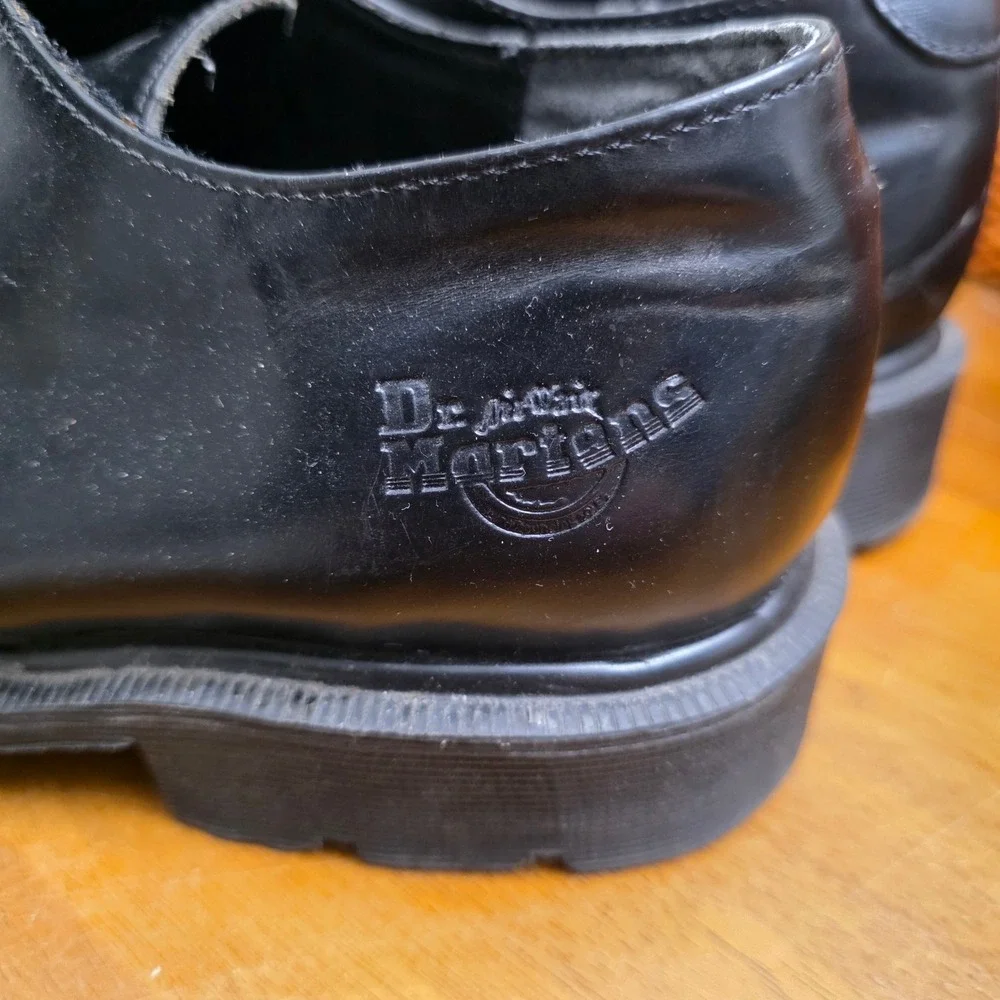 Vintage Dr. Martens 9A51 Oxford Mens 11 Black Leather Square Toe Chunky Lug Goth